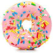a pink sprinkled donut
